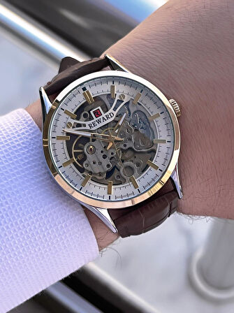 Reward Otomatik Deri Kordon 5 Atm Suya Dayanıklı Erkek Kol Saati VS.BLKT.0617