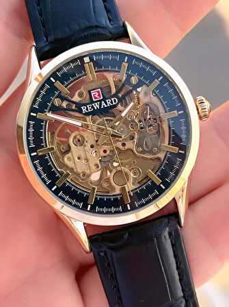 Reward Otomatik Deri Kordon 5 Atm Suya Dayanıklı Erkek Kol Saati VS.BLKT.0618