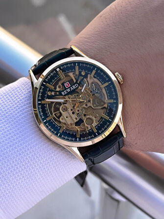 Reward Otomatik Deri Kordon 5 Atm Suya Dayanıklı Erkek Kol Saati VS.BLKT.0618