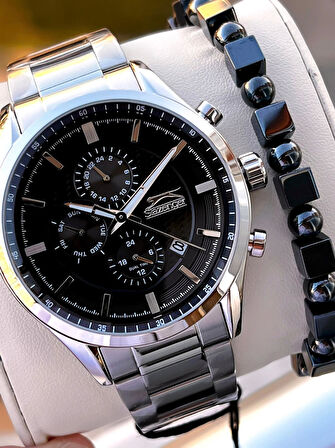 Slazenger Çelik Kordon İç Fonksiyonları Aktif 5 Atm Su Geçirmez Erkek Kol Saati VS.BLKT.0621