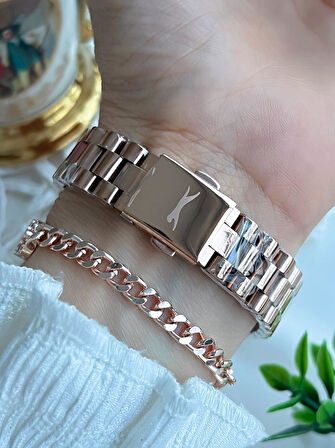 Slazenger Yeni Sezon Elite Model 50 Mt Suya Dayanıklı Bileklik Hediyeli Kadın Kol Saati VS.BLKT.0628