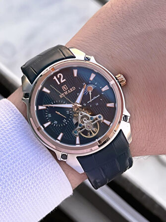 Reward Otomatik Deri Kordon 5 Atm Suya Dayanıklı Erkek Kol Saati VS.BLKT.0635