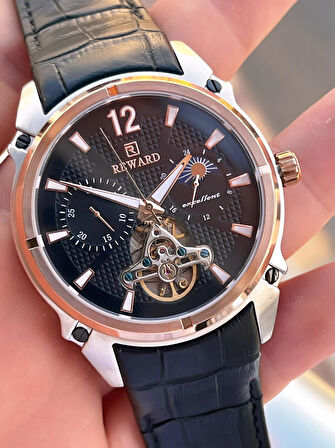 Reward Otomatik Deri Kordon 5 Atm Suya Dayanıklı Erkek Kol Saati VS.BLKT.0635