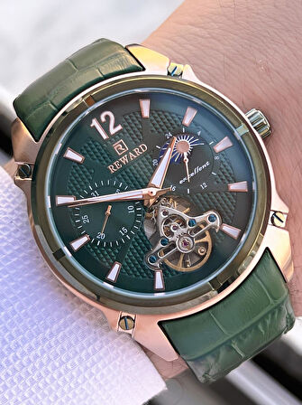 Reward Otomatik Deri Kordon 5 Atm Suya Dayanıklı Erkek Kol Saati VS.BLKT.0636