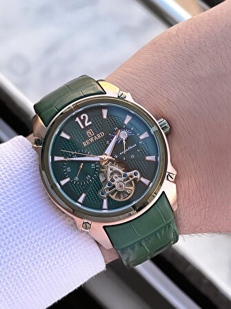 Reward Otomatik Deri Kordon 5 Atm Suya Dayanıklı Erkek Kol Saati VS.BLKT.0636