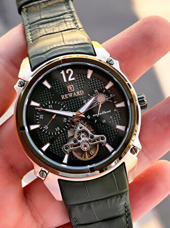 Reward Otomatik Deri Kordon 5 Atm Suya Dayanıklı Erkek Kol Saati VS.BLKT.0636