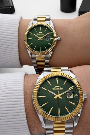 Slazenger Çift Sevgili Saati Komple Çelik 10 Atm Suya Dayanıklı Kol Saati VS.BLKT.0858