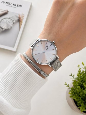 Daniel Klein Çelik Kordon 30 Mt Suya Dayanıklı Özel Tasarım Kadın Kol Saati + Bileklik VS.BLKT.0971