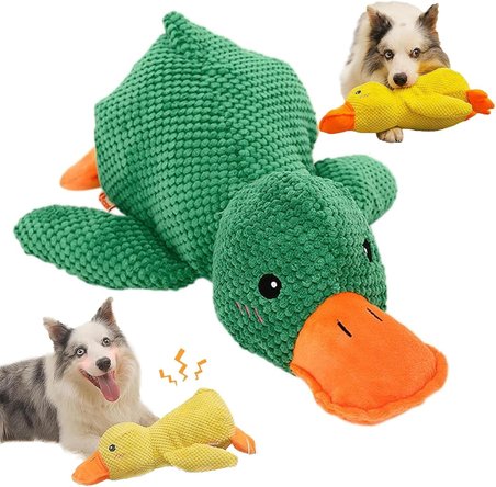 Köpek Oyuncağı Sesli Peluş Ördek 45 cm – Dayanıklı Isırma ve Çekiştirme Oyuncağı, Diş Temizleyici Dokulu Yumuşak Köpek Oyuncağı, Büyük Irk Köpekler İçin Eğitici Oyuncak – Yeşil