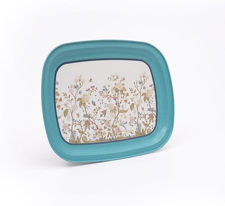 -Ee171-9f Botanica Blue Desenli Oval Tepsi 24x31 Cm (Botanica Blue)