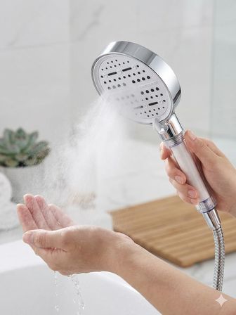 Multi 6 Fonksiyonlu Spa Etkili Filtreli Duş Başlığı Yüksek Basınçlı Su Tasarruflu Klor ve Kireç Önleyici El Duşu, Handshower (Art Deco)