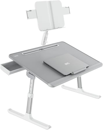 Bix Saiji K10 XXL Kitap Standlı, PVC Deri Yüzeyli, 5 Kademe Yükseklik Özellikli Ayarlanabilir Çalışma ve Laptop Masası Gri
