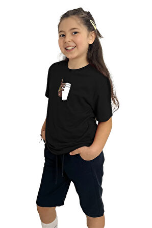 Bardak Baskılı kız Çocuk Tişört ve Şort Takımı | %100 Pamuk, Şık ve Rahat