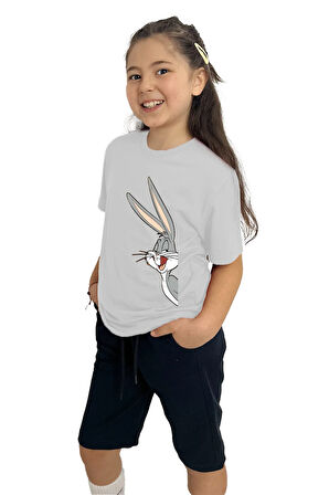 Bugs Bunny Baskılı kız Çocuk Tişört ve Şort Takımı | %100 Pamuk, Şık ve Rahat