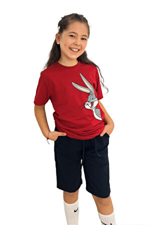 Bugs Bunny Baskılı kız Çocuk Tişört ve Şort Takımı | %100 Pamuk, Şık ve Rahat