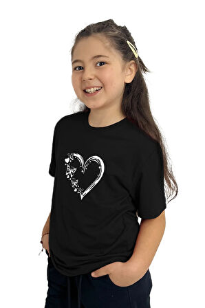 Kalp Baskılı Kız Çocuk Tişört | %100 Pamuk, Şık ve Rahat