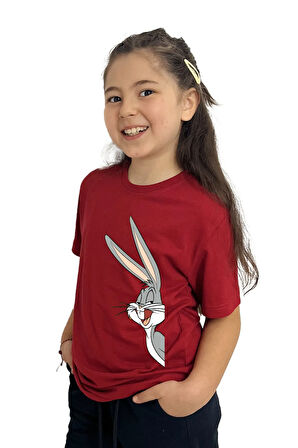 Bugs Bunny Baskılı Kız Çocuk Tişört | %100 Pamuk, Şık ve Rahat