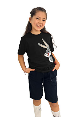 Bugs Bunny Baskılı Kız Çocuk Tişört | %100 Pamuk, Şık ve Rahat
