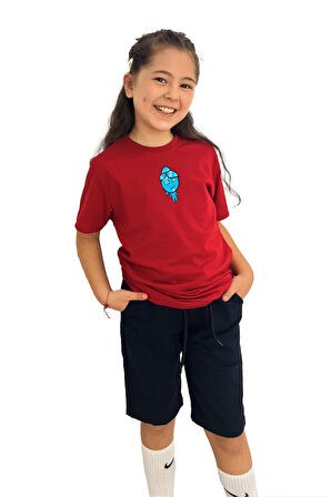 Ateş ve Su Su Baskılı Kız Çocuk Tişört | %100 Pamuk, Şık ve Rahat