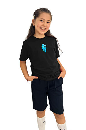 Ateş ve Su Su Baskılı Kız Çocuk Tişört | %100 Pamuk, Şık ve Rahat