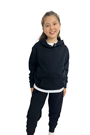 Kız Sweatshirt Tişört Eşofman 3'lü Takım – Rahat Ve Şık Tasarım