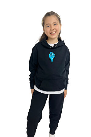 Ateş ve Su Su Baskılı Kız Sweatshirt Tişört Eşofman takımı  – Rahat ve Şık Tasarım