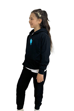 Ateş ve Su Su Baskılı Kız Sweatshirt Tişört Eşofman takımı  – Rahat ve Şık Tasarım