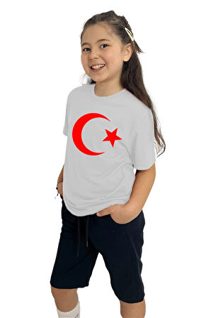 Bayrak Baskılı kız Çocuk Tişört ve Şort Takımı | %100 Pamuk, Şık ve Rahat