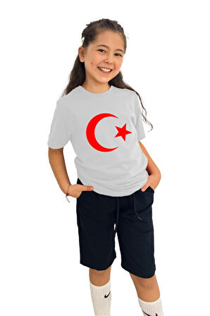 Bayrak Baskılı kız Çocuk Tişört ve Şort Takımı | %100 Pamuk, Şık ve Rahat
