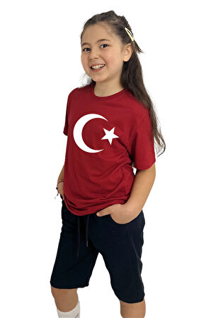 Ay yıldız Baskılı kız Çocuk Tişört ve Şort Takımı | %100 Pamuk, Şık ve Rahat