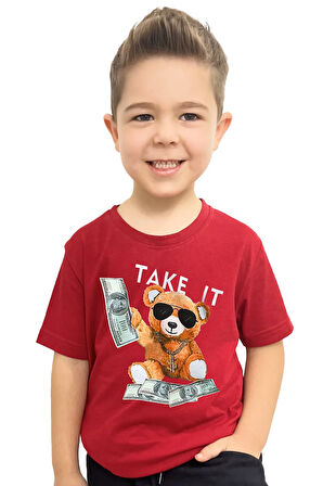 Take it Bear  Baskılı Çocuk Tişörtü | %100 Pamuk, Şık ve Rahat Tasarım