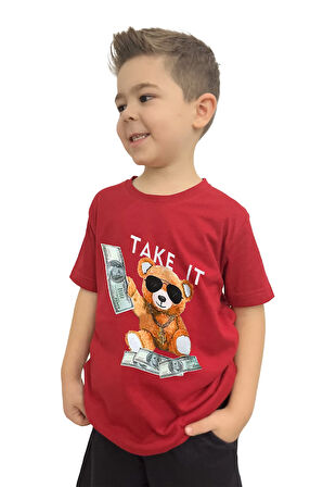 Take it Bear  Baskılı Çocuk Tişörtü | %100 Pamuk, Şık ve Rahat Tasarım