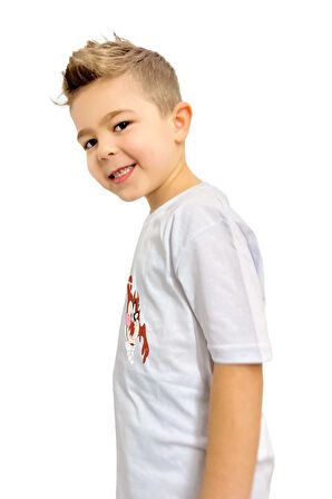 Tazmanya Baskılı Çocuk Tişörtü | %100 Pamuk, Şık ve Rahat Tasarım