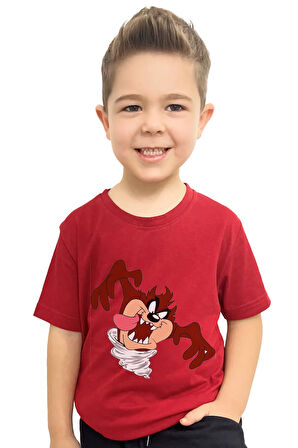 Tazmanya Baskılı Çocuk Tişörtü | %100 Pamuk, Şık ve Rahat Tasarım