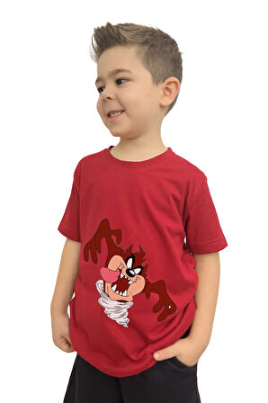 Tazmanya Baskılı Çocuk Tişörtü | %100 Pamuk, Şık ve Rahat Tasarım