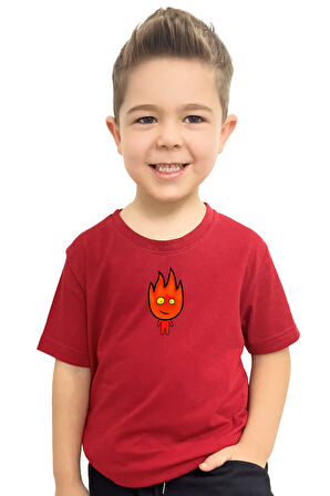 Ateş ve Su Ateş Baskılı Çocuk Tişörtü | %100 Pamuk, Şık ve Rahat Tasarım
