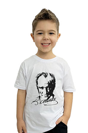 Atatürk Baskılı Çocuk Tişörtü | %100 Pamuk, Şık ve Rahat Tasarım