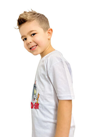 Tom ve Jerry Hayvan Baskılı Çocuk Tişörtü | %100 Pamuk, Şık ve Rahat Tasarım