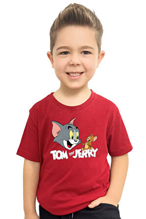 Tom ve Jerry Hayvan Baskılı Çocuk Tişörtü | %100 Pamuk, Şık ve Rahat Tasarım