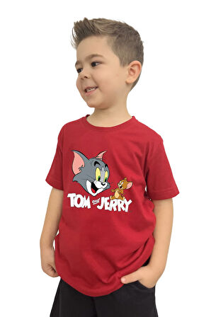 Tom ve Jerry Hayvan Baskılı Çocuk Tişörtü | %100 Pamuk, Şık ve Rahat Tasarım
