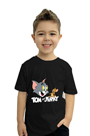 Tom ve Jerry Hayvan Baskılı Çocuk Tişörtü | %100 Pamuk, Şık ve Rahat Tasarım