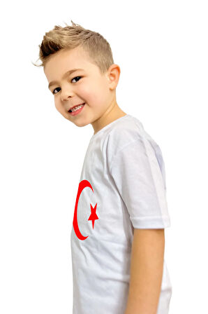 Ay Yıldız Baskılı Çocuk Tişörtü | %100 Pamuk, Şık ve Rahat Tasarım