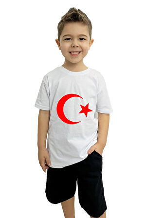 Ay Yıldız Baskılı Çocuk Tişörtü | %100 Pamuk, Şık ve Rahat Tasarım