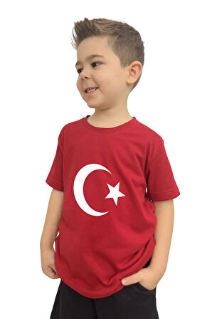 Ay Yıldız Baskılı Çocuk Tişörtü | %100 Pamuk, Şık ve Rahat Tasarım