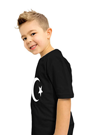Ay Yıldız Baskılı Çocuk Tişörtü | %100 Pamuk, Şık ve Rahat Tasarım