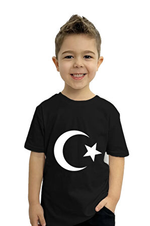 Ay Yıldız Baskılı Çocuk Tişörtü | %100 Pamuk, Şık ve Rahat Tasarım