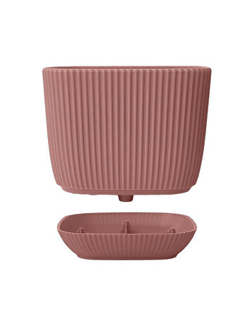 Omnipazar KRS-381 Dekoratif Plastik Mercan Kare Saksı 0.27 Litre No 1