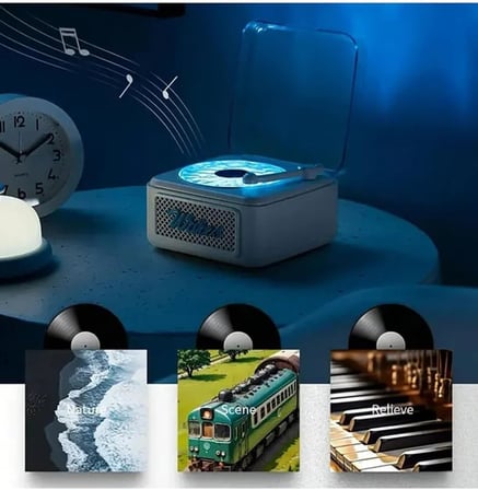 Vothoon Nostalji Mini Plak Görünümlü Radyolu Bluetooth Hoparlör 3D Ses Dalgası Retro Müzik Plak Beyaz