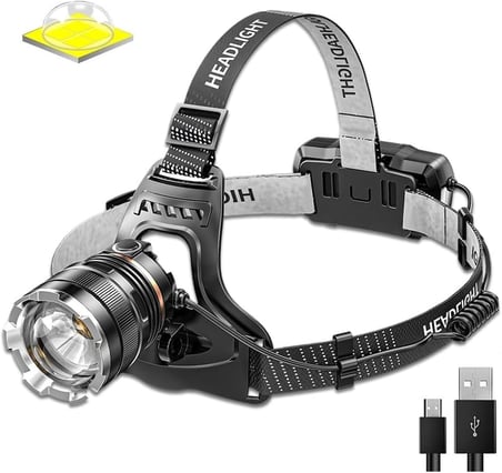 PeakStar Ps-8002 Sensörlü Zoomlu Profesyonel 3000 Lümen Xhp50 Led Usb'li Şarjlı Kafa Lambası