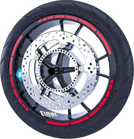 Reflektif Kırmızı Moto GP Stili Jant Şeridi Sticker